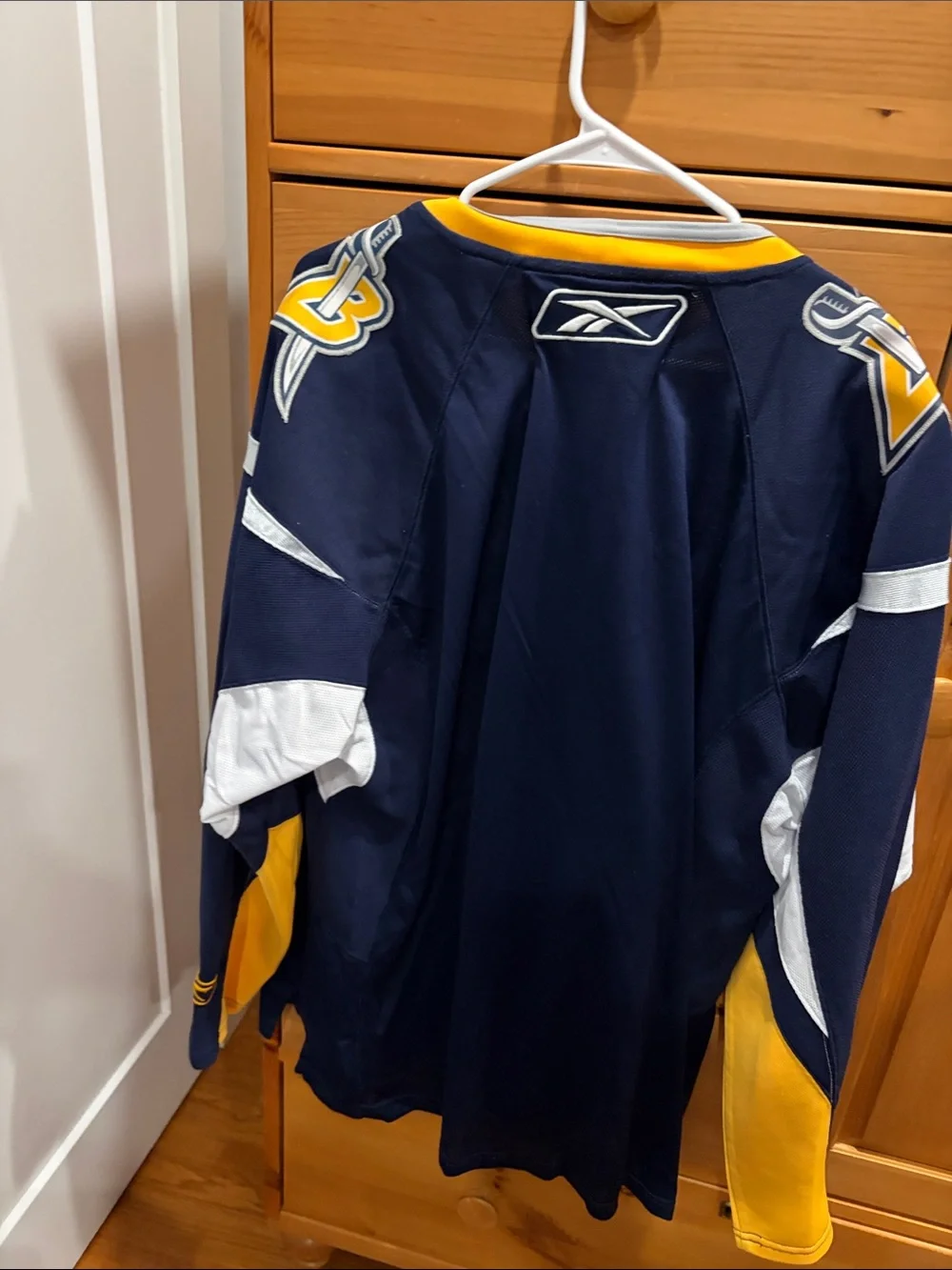 Reebok Buffalo Sabres Navy, Yellow & White Buffalo Hockey Jersey